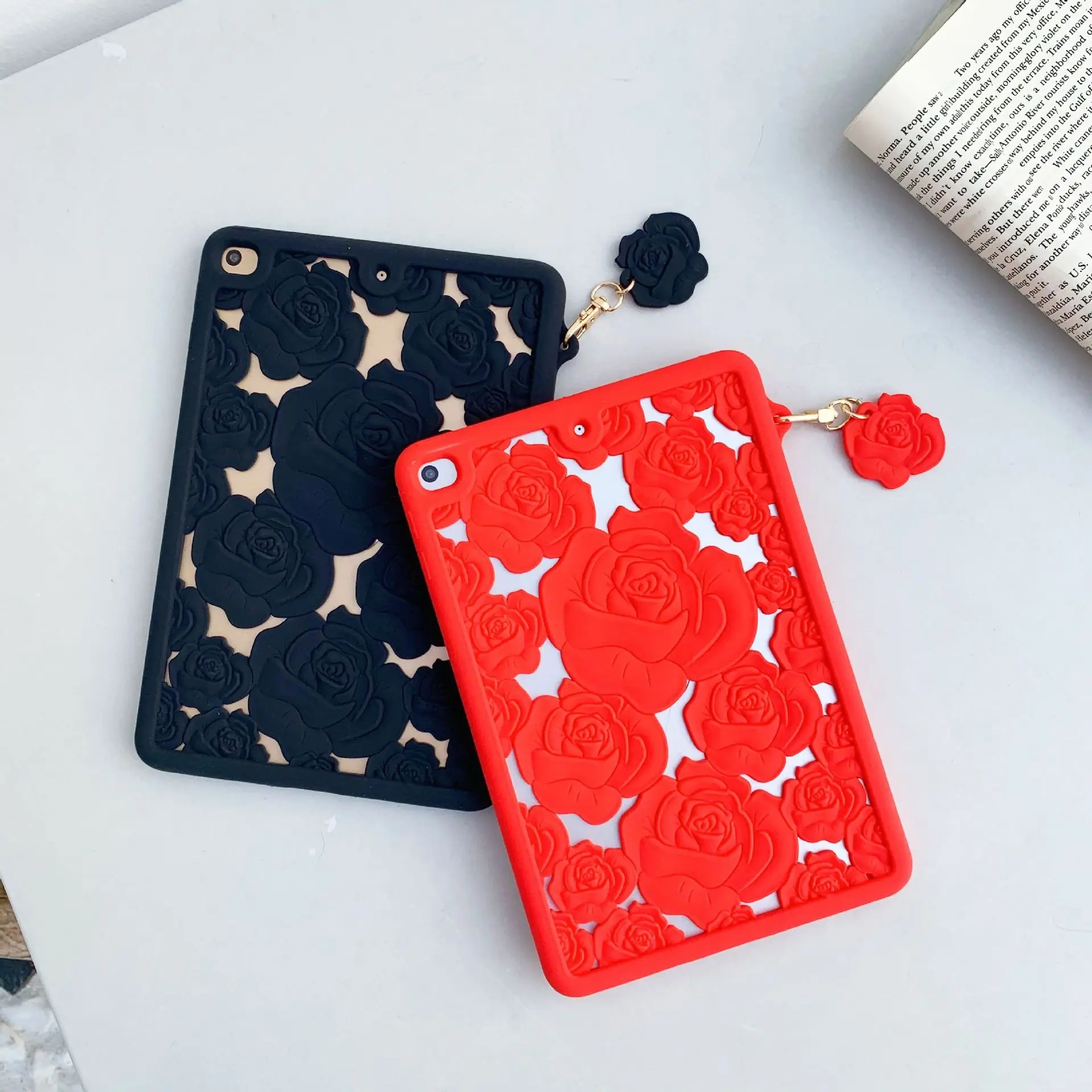 New Silicone Flower Case For iPad Pro 112018 Tablet Cover Red For iPad 9.7/10.95/10.9 For iPad 7th Gen Case