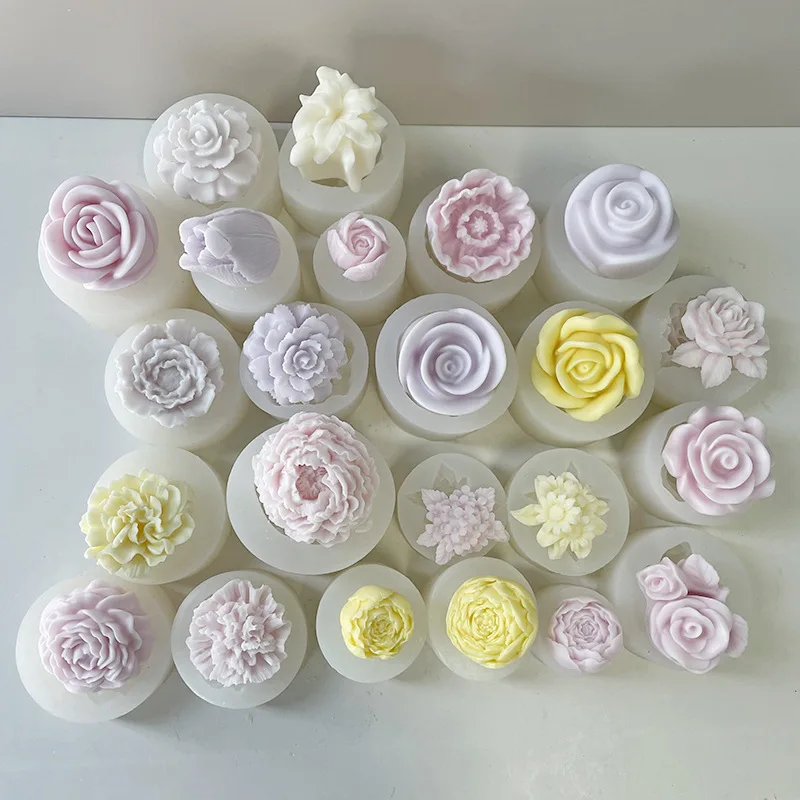 Flower Fondant Flower Candle Silicone Mold Rose Handmade Soap Gypsum Baking Mold 3d Chocolate Mould Sugar Paste Mold