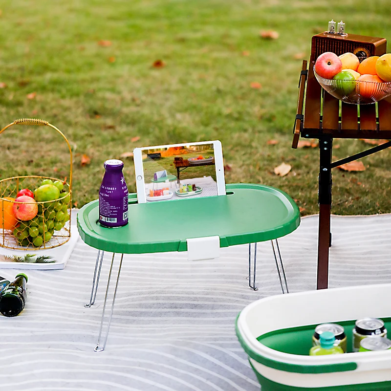 Easy storage portable folding large capacity outdoor portable camping foldable picnic basket with lid table
