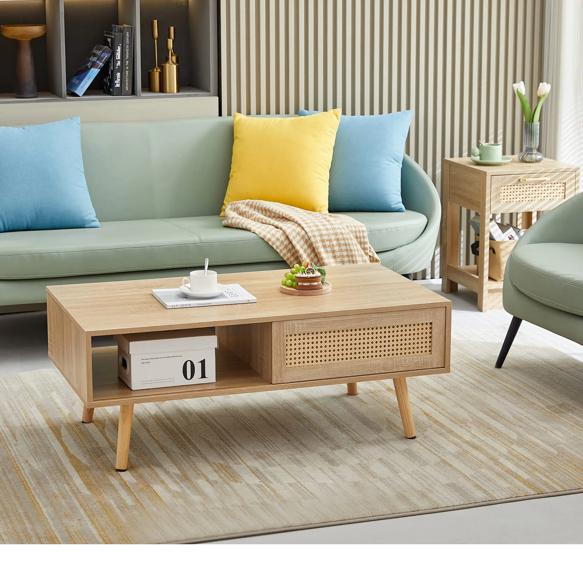 simple modern wooden multifunction slide mdf oak coffee table rattan white classic coffee table coffee bar for living room