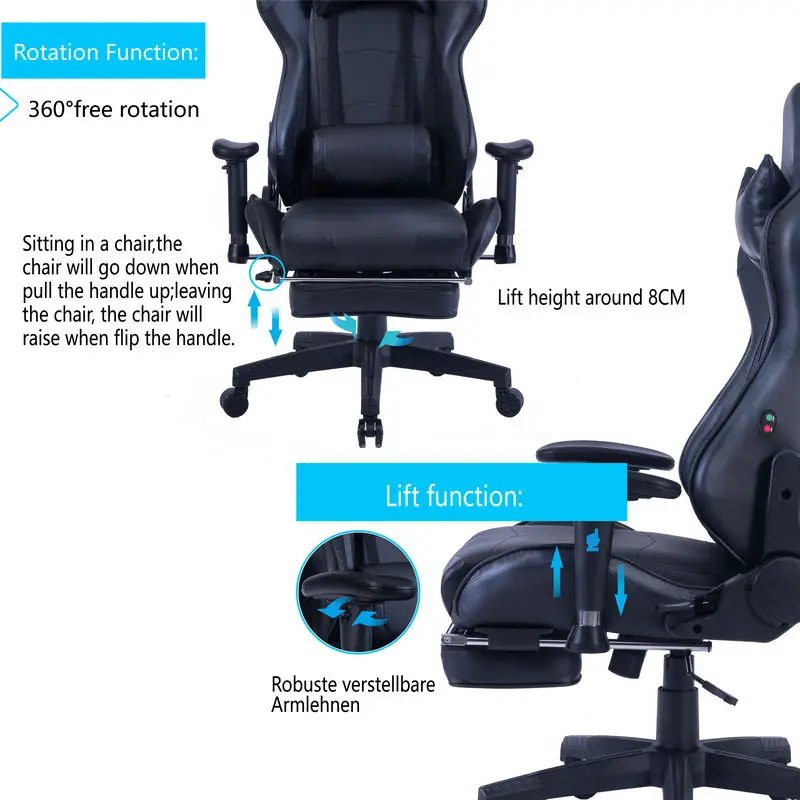 China wholesale kursi gaming gamer chair linkage armrest adjustable racing ergonomic gaming chair malaysia with footrest