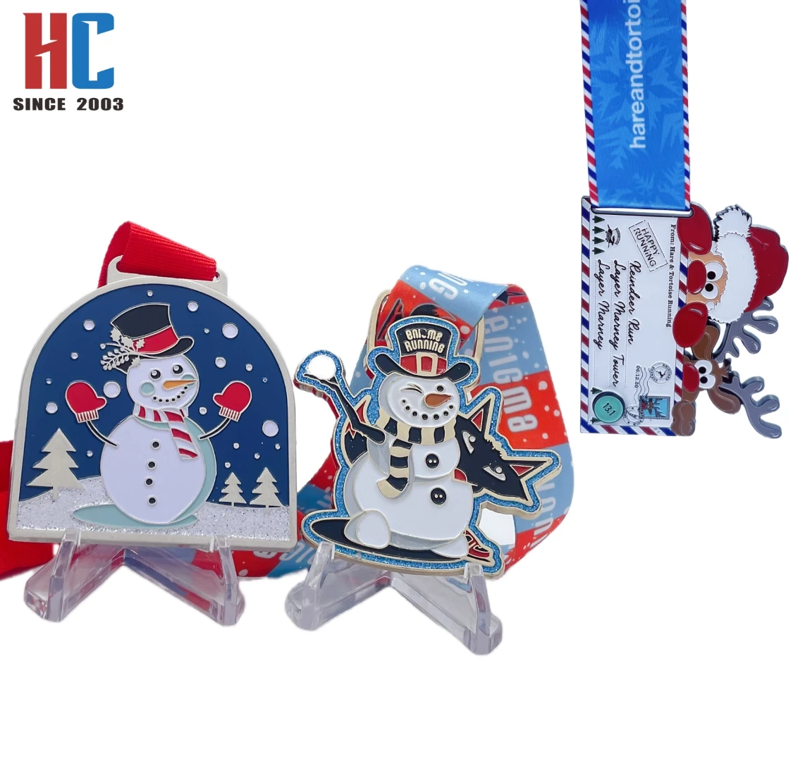 20 Years Factory Custom Christmas Festival Marathon Glitter award Medals For Winner