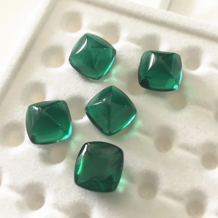 Roomy 5A Loose Jewelry Gemstone Emerald Green Spinel square cabochon stones