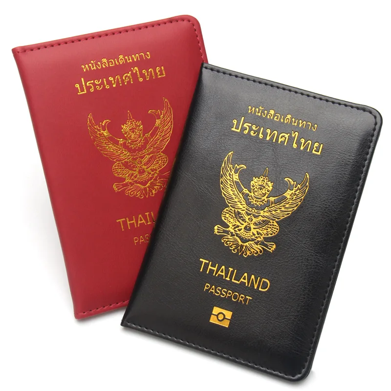 Thailand PU Passport Cover For Travel Trip Faux Leather THA Passport Holder Travel Wallet For Thai Promotion Business Gifts
