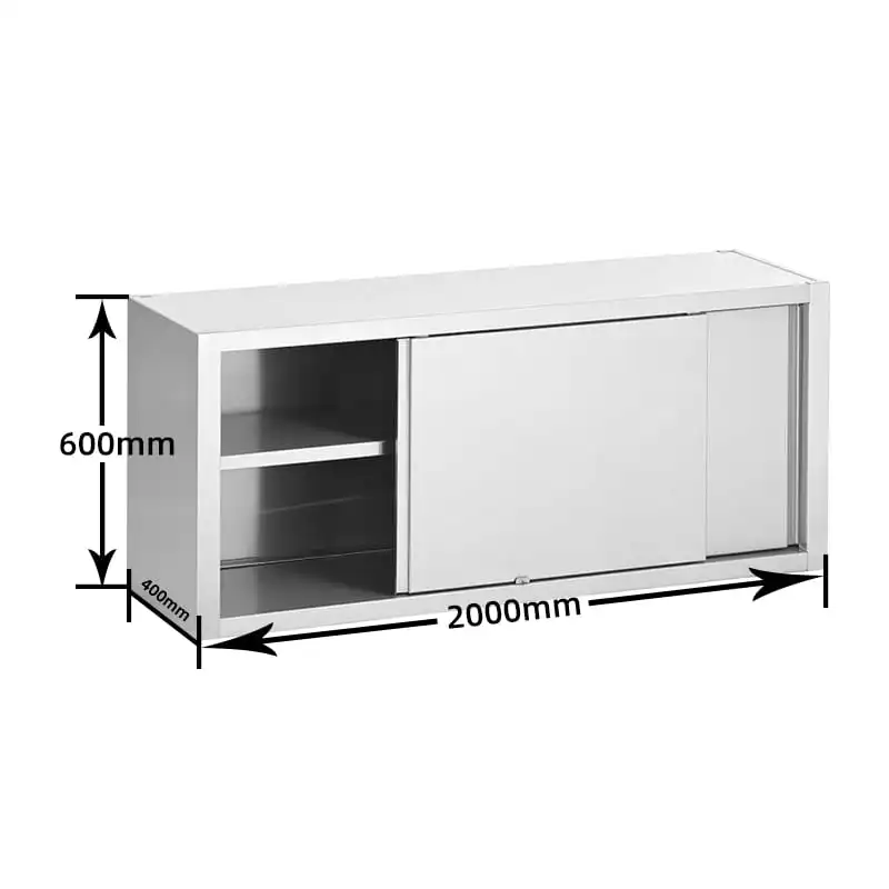 Hotel Restaurant Stainless Steel Kitchen Wall Hanging Cabinet Convenient And Practical Dish Cabinet With Sliding Doors