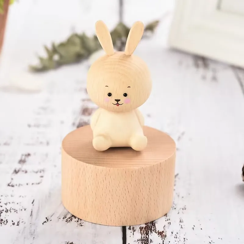 High quality wooden music box cute animal shape music box exquisite  gift toy music box
