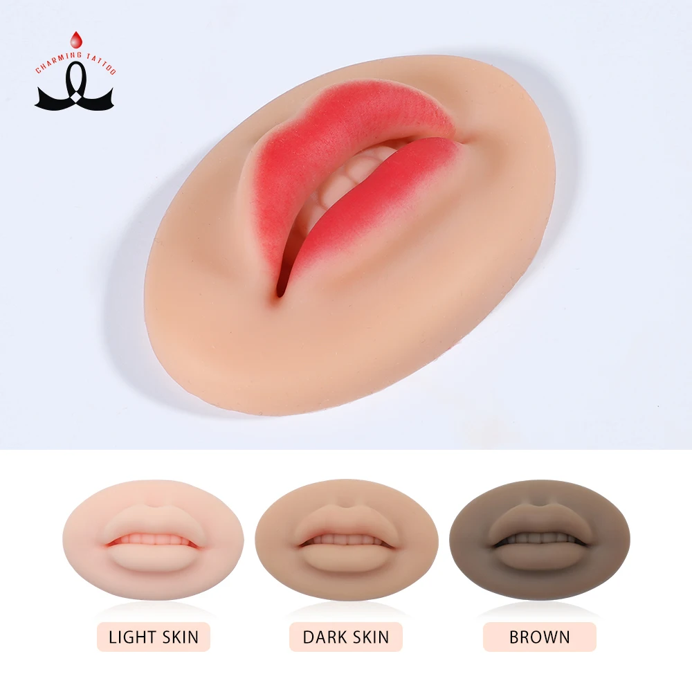5D Soft Lip Blush Mold Permanent Makeup Tattoo Full Realistic Easy Coloring Silicone Lip Open Mouth Practice skin