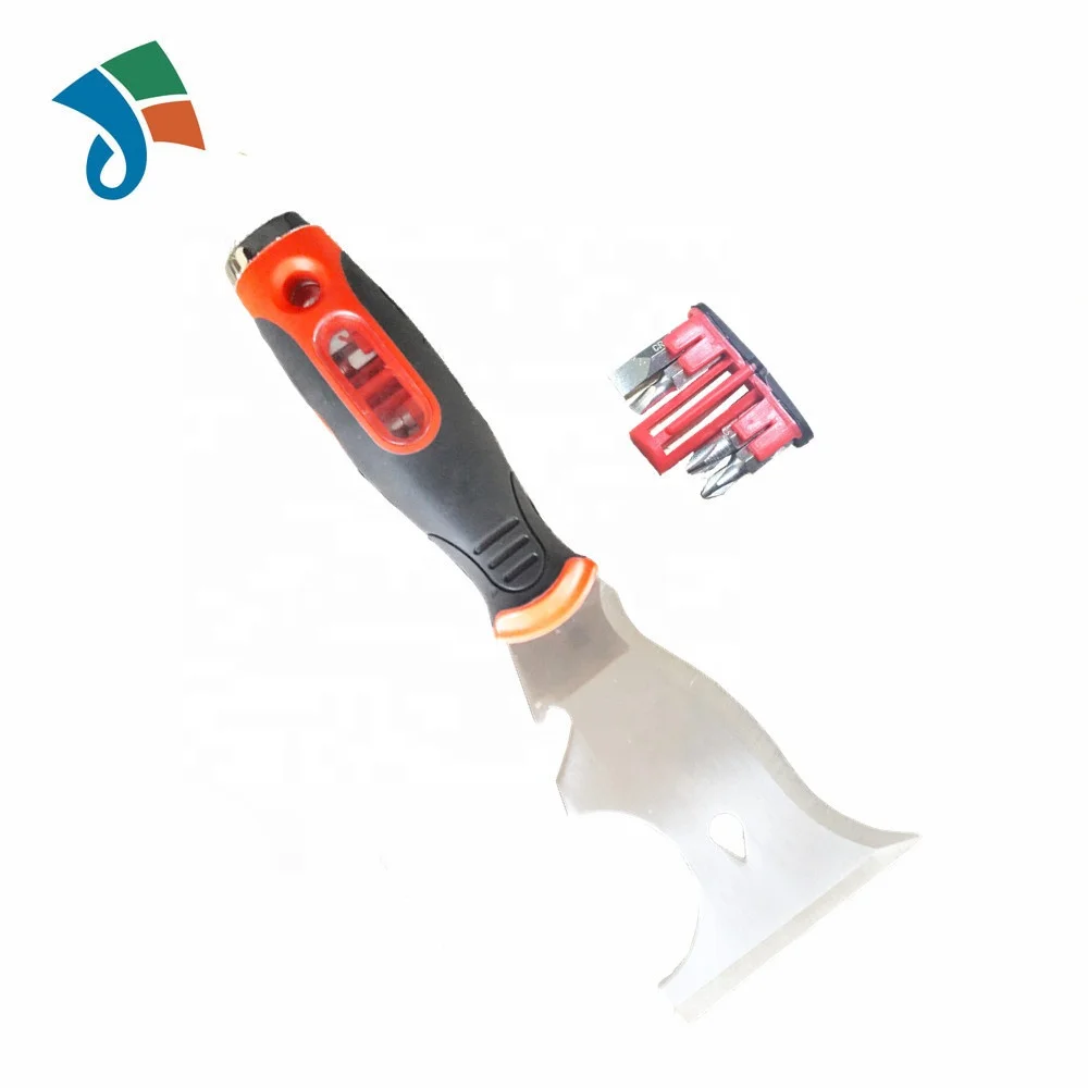 Industrial & DIY Multifunction Scraper Putty Knife Stainless Steel with Plastic Blade Flexible and Polished Finish