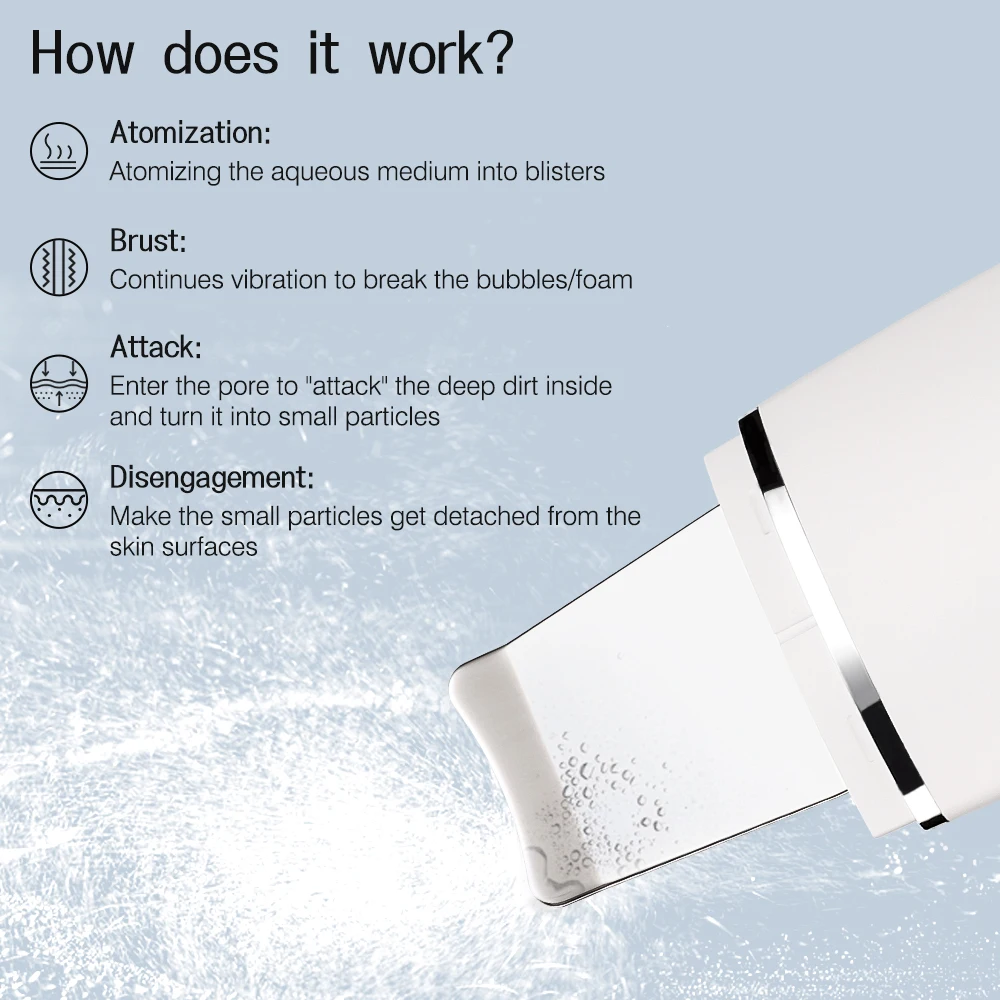 Electric Vibration Face Spatula Facial Ultrasonic Skin Scrubber with Heating Function