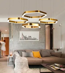 Stainless steel modern chandelier simple hexagonal golden living room lamp Hotel engineering lobby decorated circle chandelier