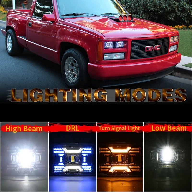 OVOVS DOT Sealed H4651 H4652 H4656 H6545 Projector Rectangular 4x6 Led Headlight For Kenworth Truck