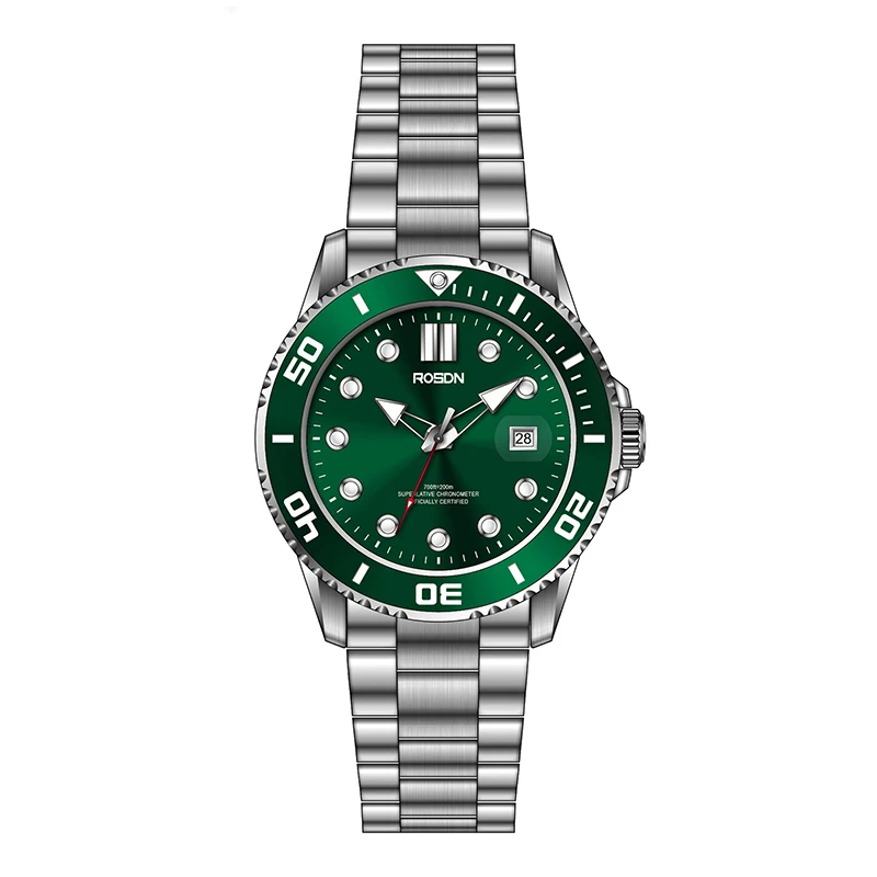 Custom Casual Luxury Brand 20ATM Waterproof Professional Stainless Steel Strap Automatic Men Diver  Dive Watch