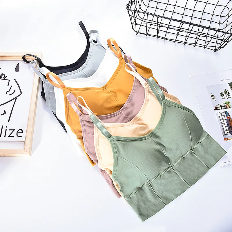 Женские очаровательные ботильоны задняя проволочная спортивный бюстгальтер топы с лямкой на шее для малышей пуш-ап девочек топом бретелях занятий йогой укороченный топ-бюстгальтер
