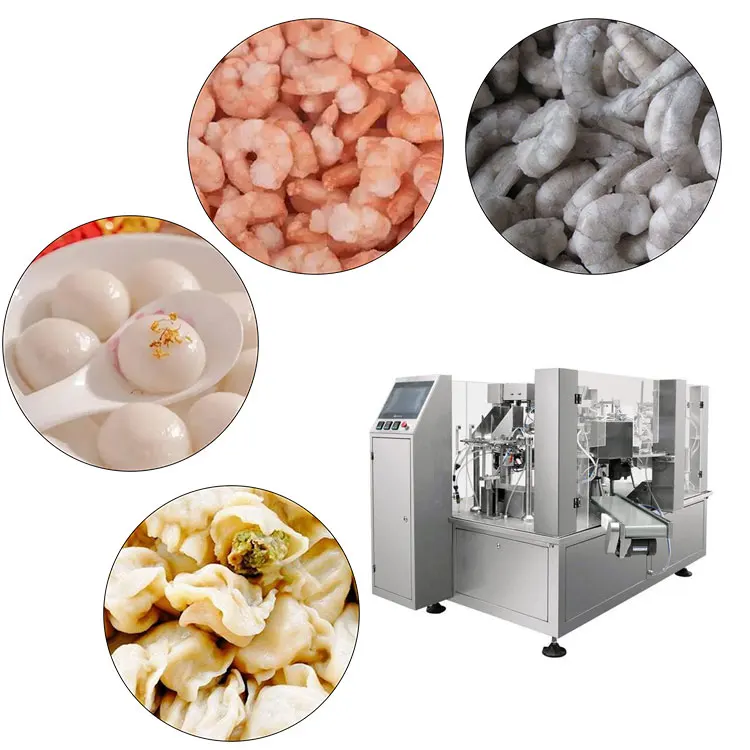MEGA High Quality Automatic Rotary Pouch Ice Cube Sausage Frozen Meat Balls Filling Sealing Packaging Machine