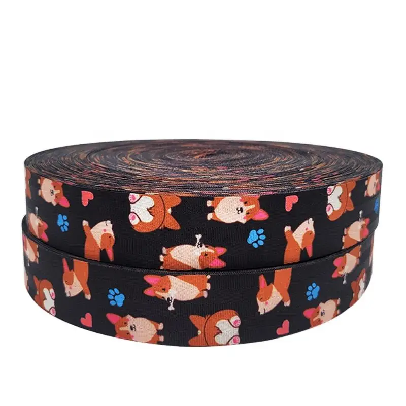 Custom High Quality Car Safety Seat Belt Webbing Strap Printed Polyester Webbing Strap For Pet Dog Collar Leash