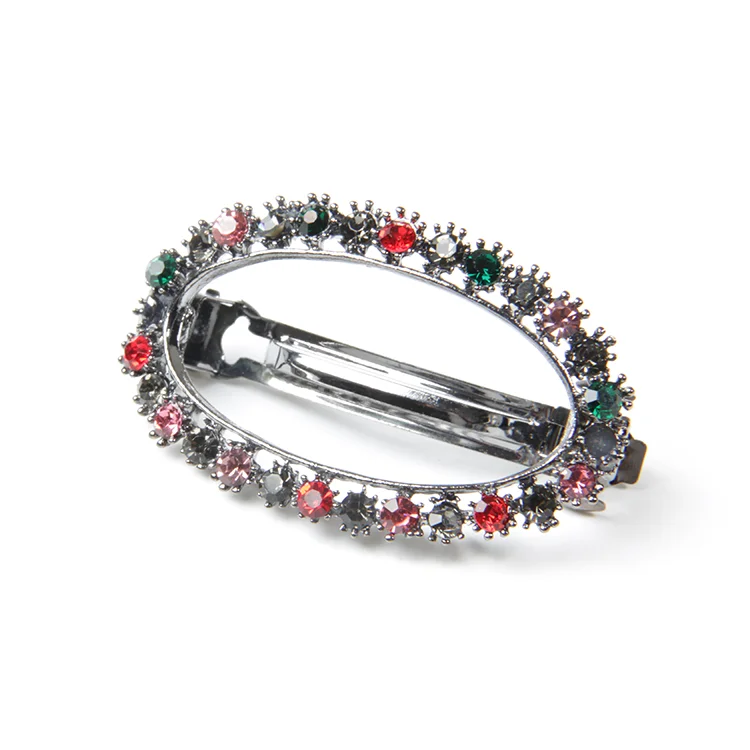 V&R Hot Selling Korean Multi Ston Oval Pin Geometric Crystal Rhinestone Hair Clip