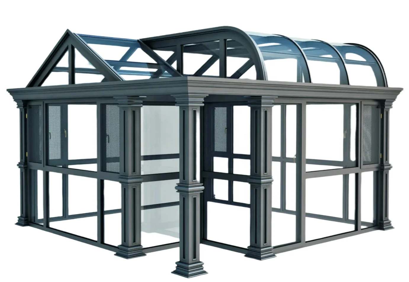 Steel Structure winter garden free standing sunroom Aluminum Frame flat roof sunroom slant roof sunroom
