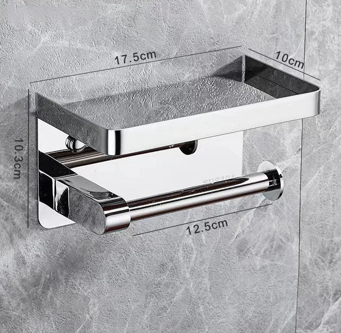 Bathroom toilet paper roll holder stainless steel paper holder with phone shelf