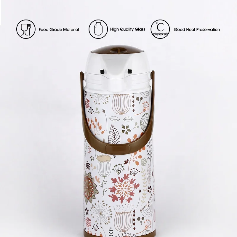 SUNLIFE 1900ml High Quality Food Grade Iron Body Air Pump Pot Thermo Glass Vacuum Jug