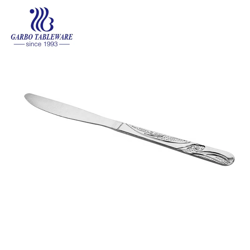 410 Stainless steel steak knife 7.5 inch dinner knife with embossed handle