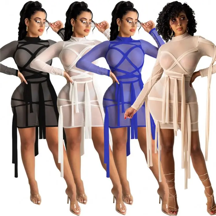 Casual Wholesale Price Bandage Mesh Vestidos mujer Dresses Women 2023 Woman Casual Summer Short Mini Dress new fashion