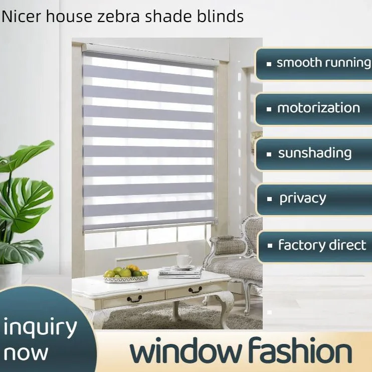 Motorized zebra roller shade electric remote living room curtains blinds for window roller zebra blind