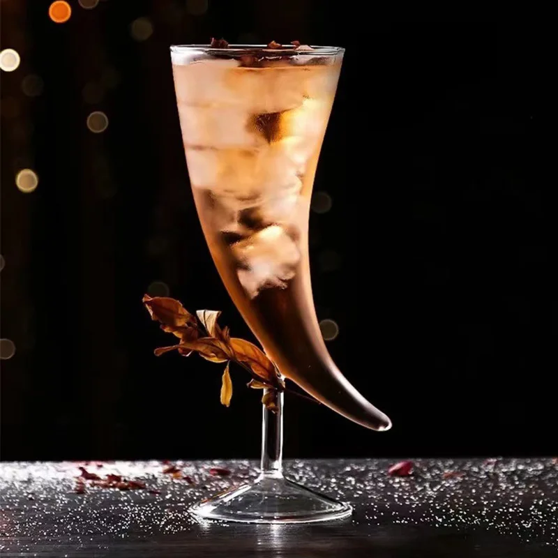 High Quality And Cheap Price Modern Crystal Wine Goblet Glass Ox Horn Shape Glass Cup