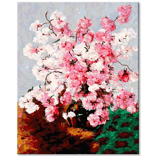 Flowers Handpainted Kits Drawing Art Gift Diy Oil Painting  Paint by Numbers for Adults and Kids