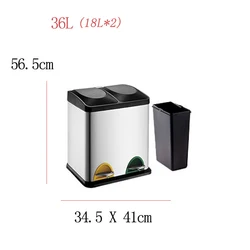 36L double barrel family community classification pedal outdoor Hotel 410 stainless steel trash can