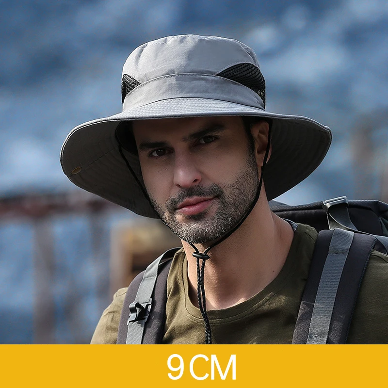 Outdoor Fishing Hat Wide Brim Man Breathable Mesh Fishing Cap Beach Hats Camouflage Sun Uv 50+ Protection Shade Hat