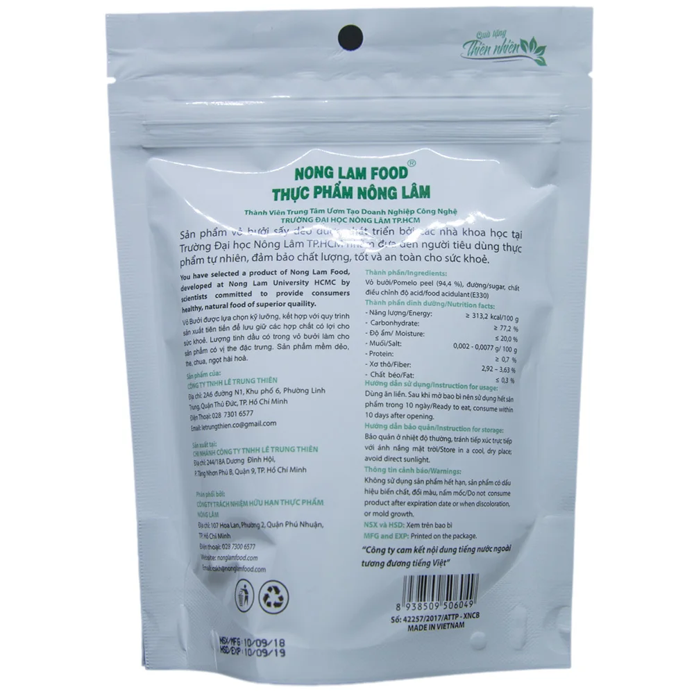 Super Product 2022|100% Organic DRIED POMELO PEEL With Little Suger 85G Best Quality Natural From Viet Nam