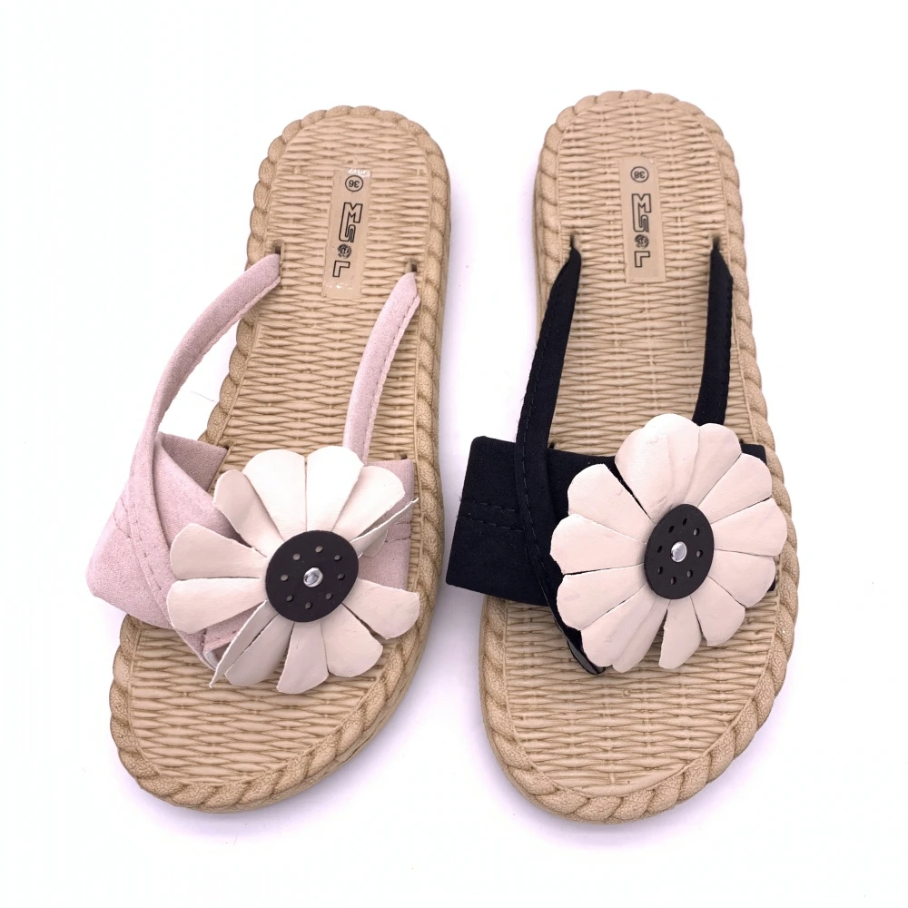 Factory Direct Trendy Hemp Rope Texture Designer Flat Sandals for Women and Ladies