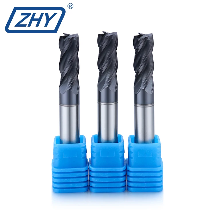 ZHY High Performance Black Yellow Coated End Mill HRC55 60 70 Square Endmill Cutter