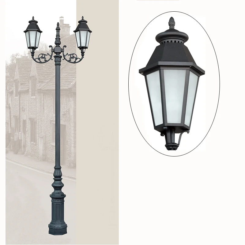 Noridc style decoraite garden lantern LED antique cast iron aluminum street lamps outdoor classic  pole light