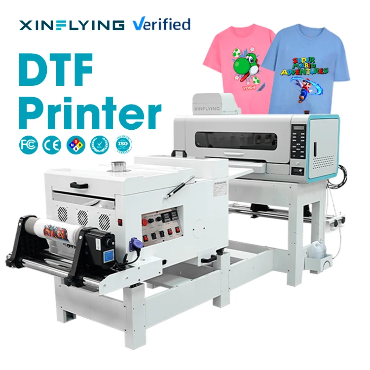 XinFlying hot sale dtf printer a2 size 42cm digital dtf printer t shirt printing machine with 2pcs i1600 heads and shaker