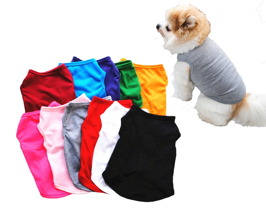 dog clothes multi colors low price pet dog shirts plain pet dog shirt for cats pet clothes puppy clothes low  MOQ customize Logo