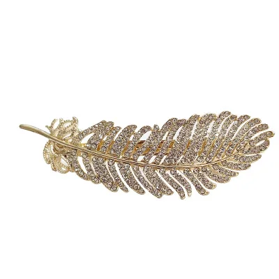 Women Gold/Silver Leaf Feather Hair Clip Hairpin Barrette Hair Accessories Pacifier Clip