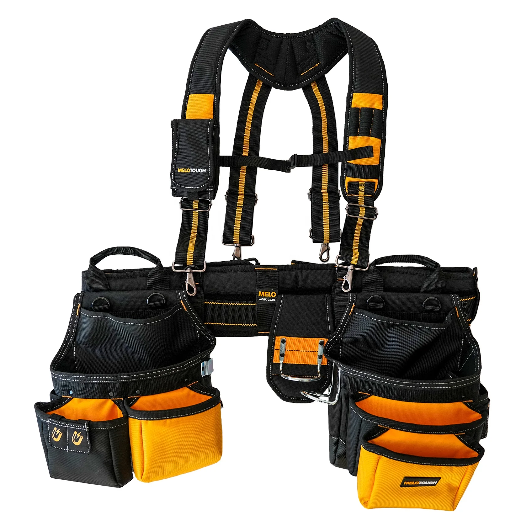 Pro Framer Heavy Duty 26-pocket tool belt with suspenders for men carpenter 1680 Denier Poly Carpenter Tool Belt Suspender