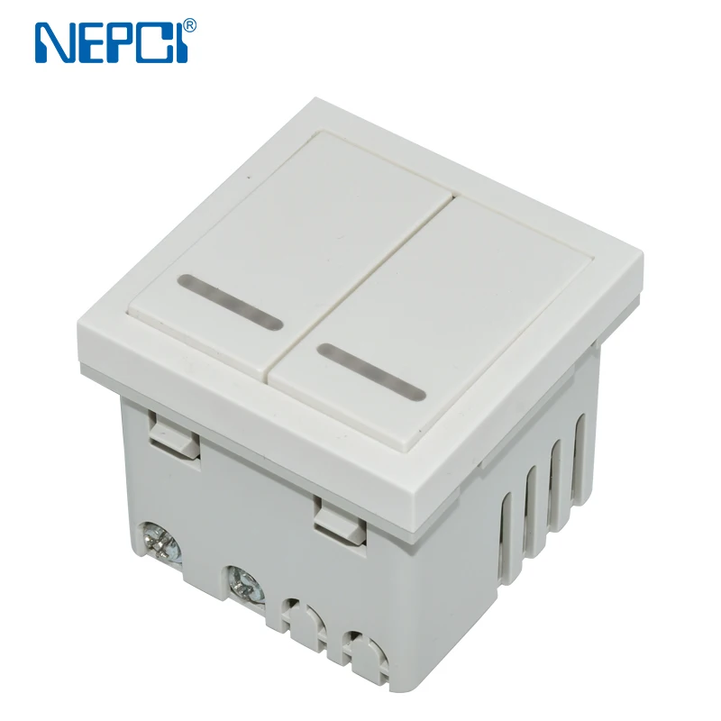 NEPCI 100-20VAC wall mounted receiver switch module 45x45mm XJY-QB-71-2R 2 gang smart remote Control Switch