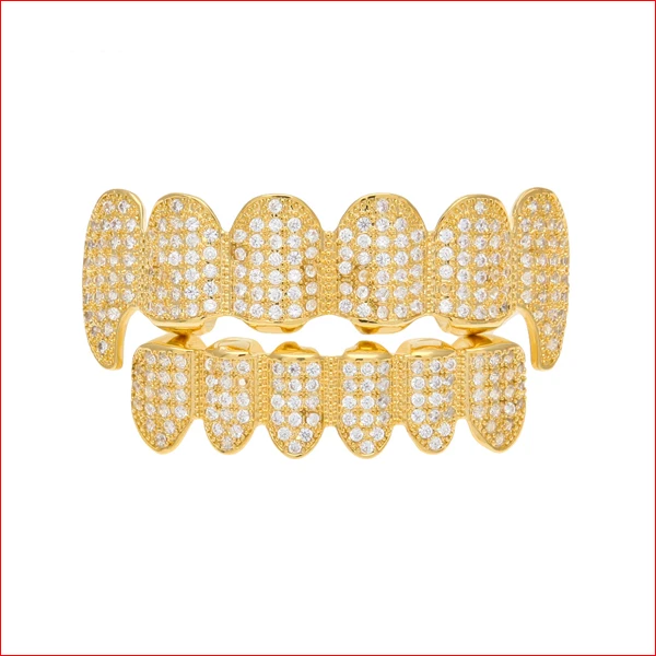 Blues White Gold Vampire Dracula Fangs Top Bottom JOKER GRILLZ Teeth Grills for women men halloween gift