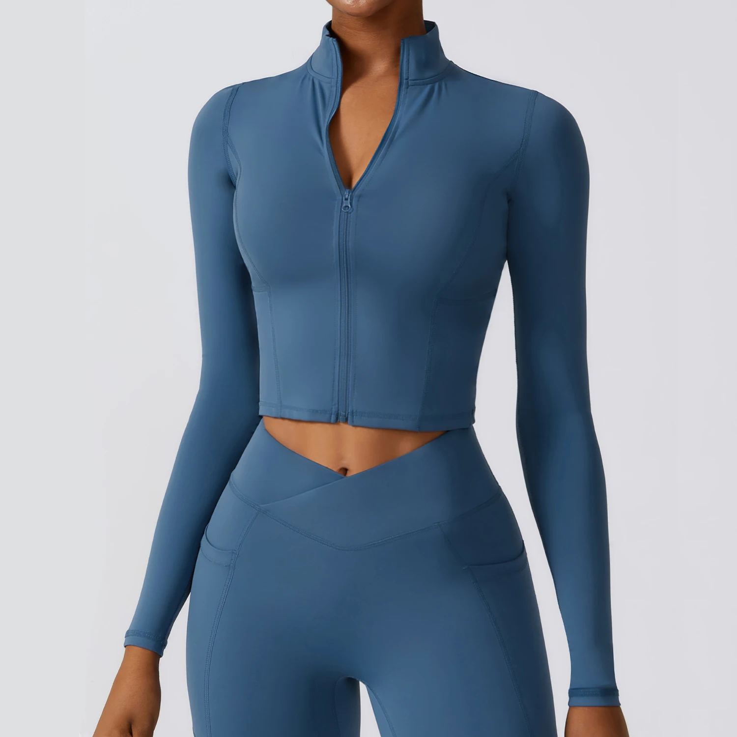 Custom Logo  Long Sleeve High Neck Jacket  lulu Running Training Slim Fit Fast Dry Sports Top Long Sleeves Yoga Tops Women