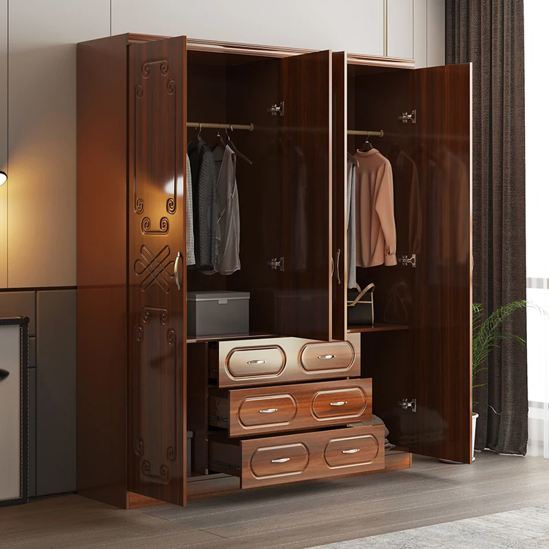 hot sale wooden cloth wardrobe with mirror 4 doors storage bedroom wardrobe closet 400 mm weigh plastic wardrobes
