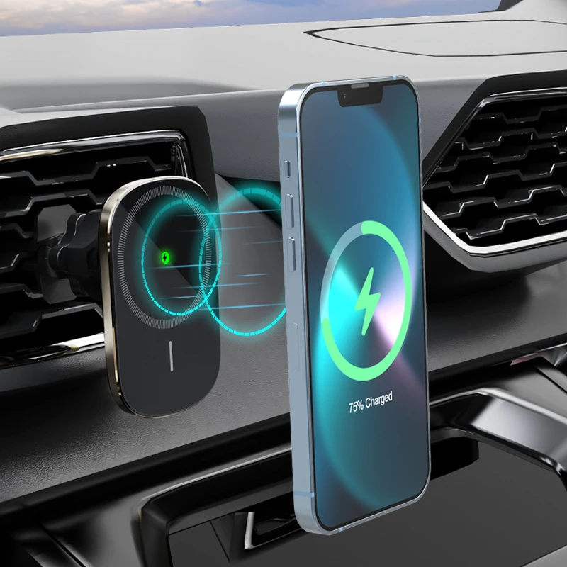 Original Factory 15w Qi Magnetic Phone Holder Car Wireless Charger for Iphone 14 13 12 Pro Max