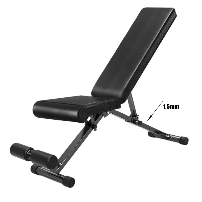 
Gym black dumbbell bench press folding weight bench , weighs 13 kg with 1.5 mm wall thickness and bears 250 kg 
