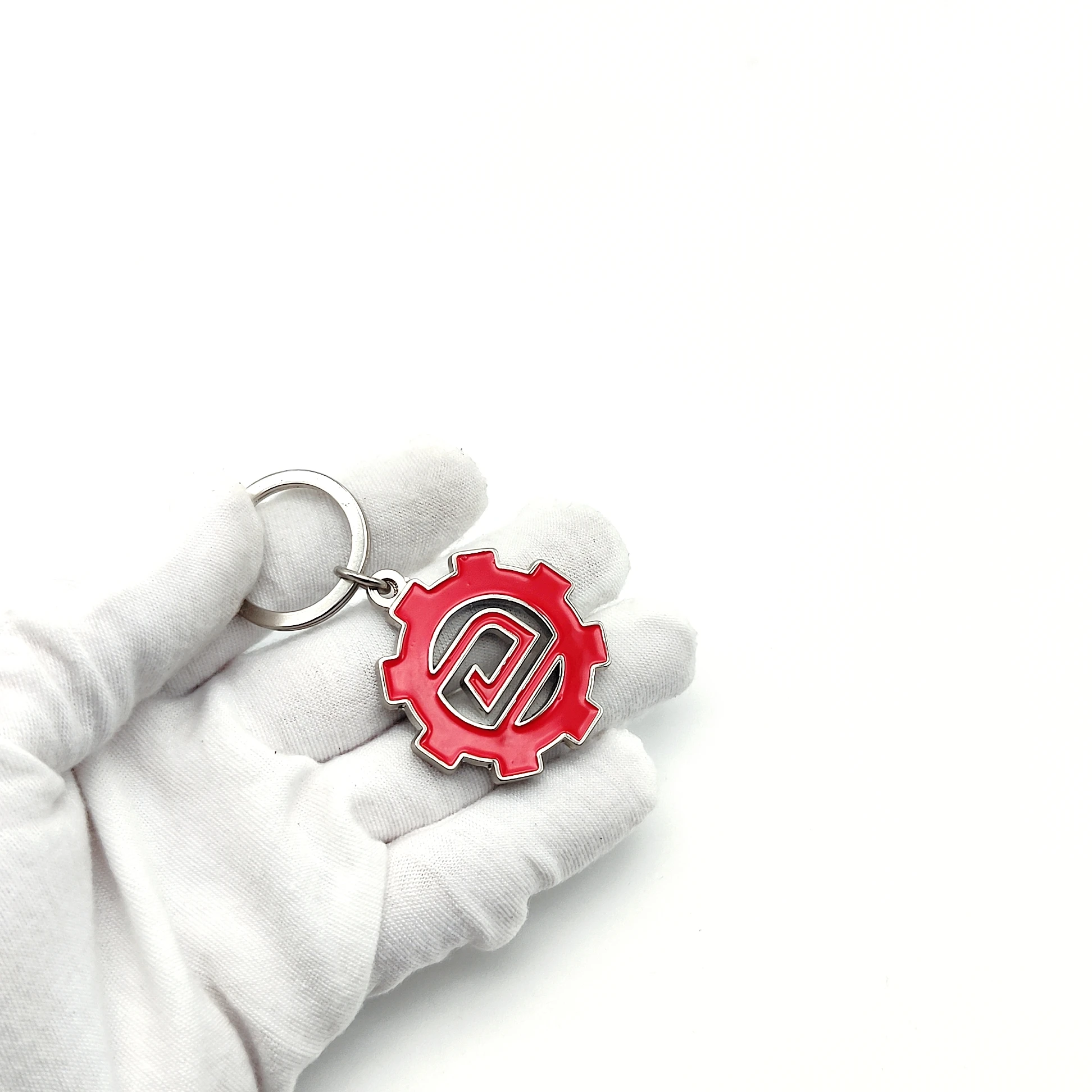 Wholesale Luxury Logo Custom keyring Red Gear Enamel Metal Keychain