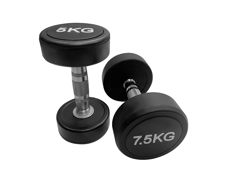 Professional 10kg Pu Coated Dumbbell Set Factory Wholesale Direct Sales round Head Rubberized Dumbbells
