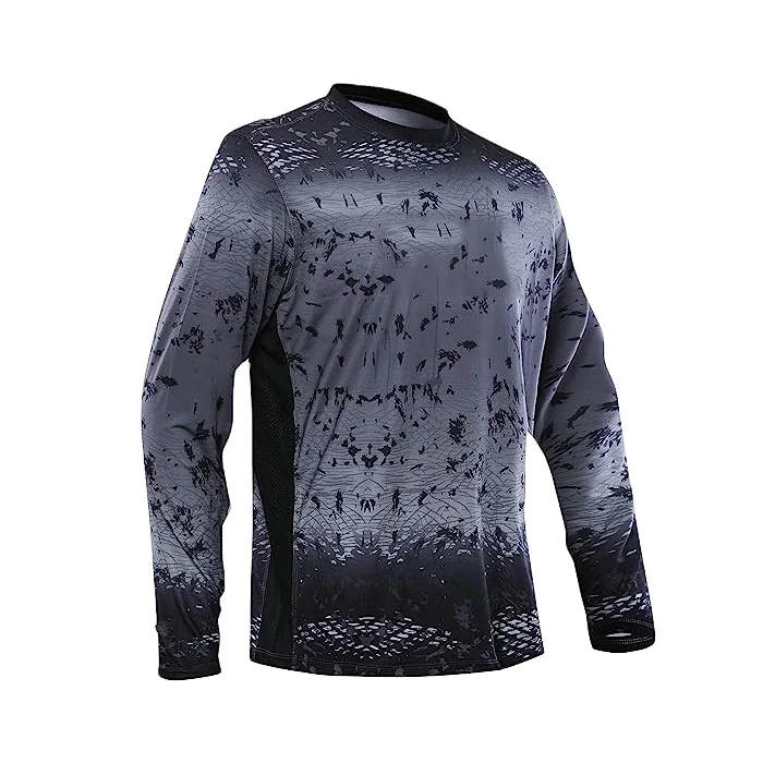 Custom Logo Pattern Gray Camouflage Fishing Wear UPF50+ UV Soft Quick Dry Performance Fishing Shirts