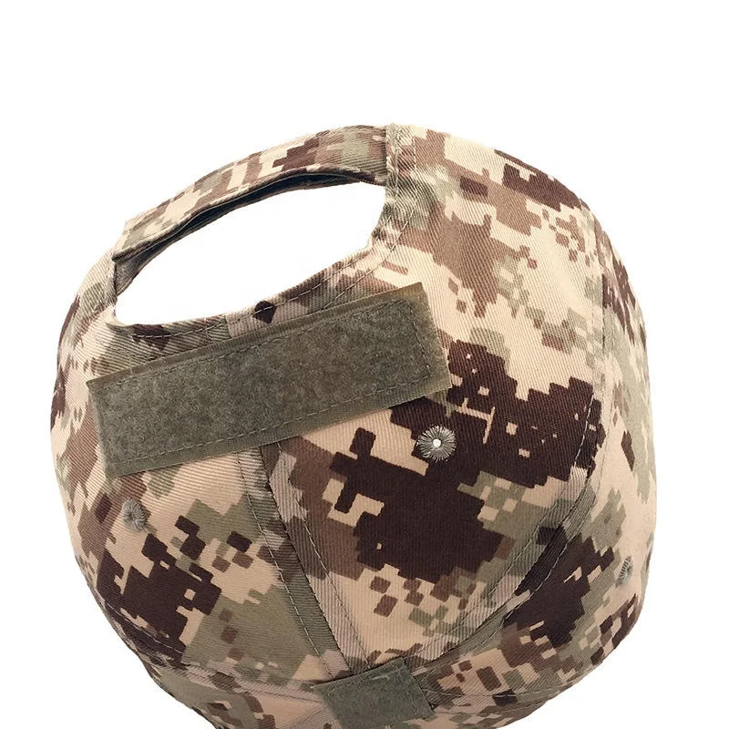 Custom Magic Sticker Vintage Camouflage Baseball Caps Outdoor Travelling 6 Panel Magic Tape Back Closure Curved Brim Sport Hat