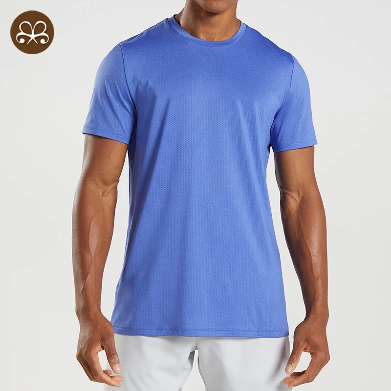 Wholesale Quick Dry Gym Muscle Fit  Mesh T Shirts Breathable Custom Printed Fitness T Shirts Men