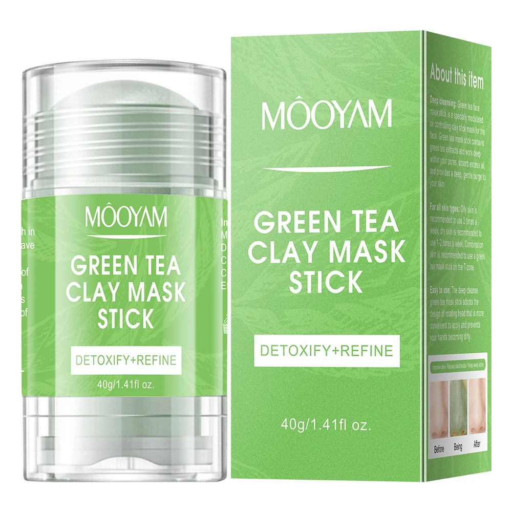 Dropshipping Face Skin Care Cleansing Mask Purifying Clay Cream Face Mud Private Label Organic Green Tea Mask Stick